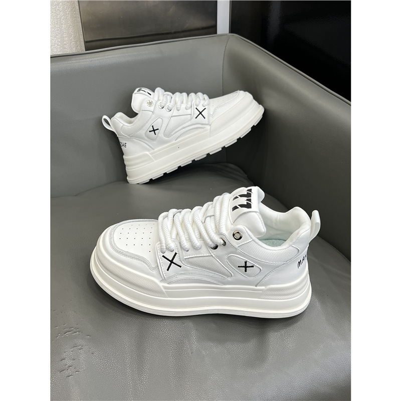 high-top sneakers for men, 2025 autumn new thick-soled white shoes, trendy versatile Designer shoes leather sports casual Casual shoes shoes