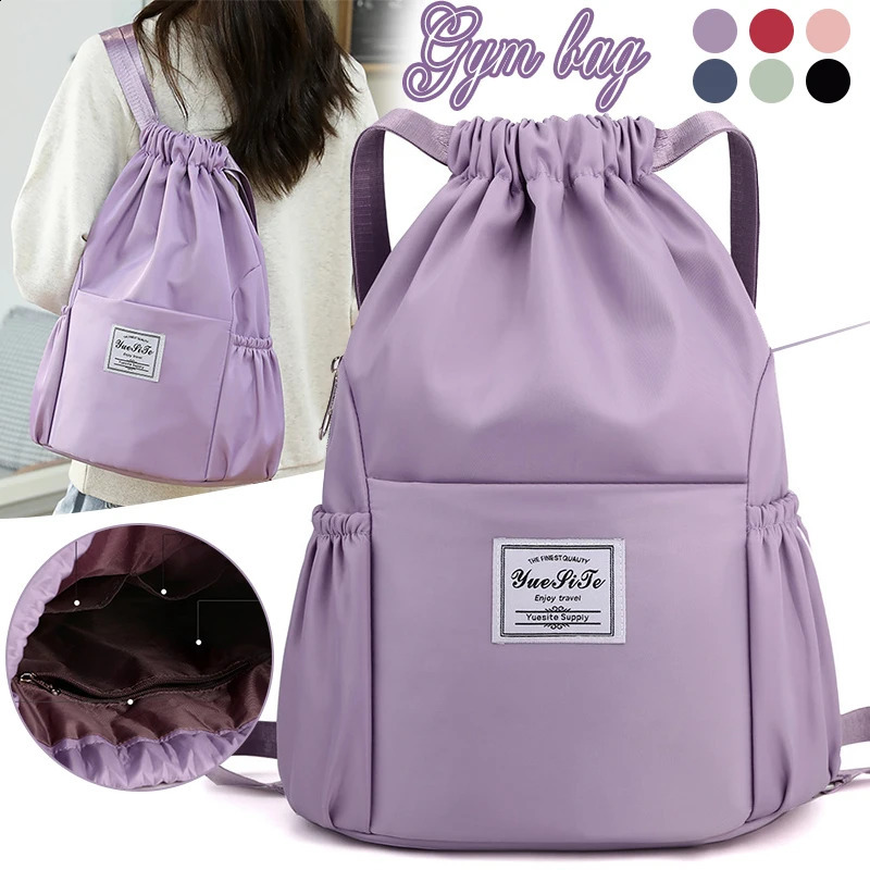 Waterproof Sport Gym Drawstring Bag Outdoor Backpack Lightweight Oxford Cloth Shoulders Bag Sackpack Yoga Bag For Women Men 260920