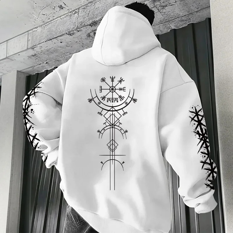 Autumn Winter Men's Hoodie High Grade Ancient Viking Rune Pattern Sweatshirt Male Home Outdoor Comfort Warm Casual Coat 260920