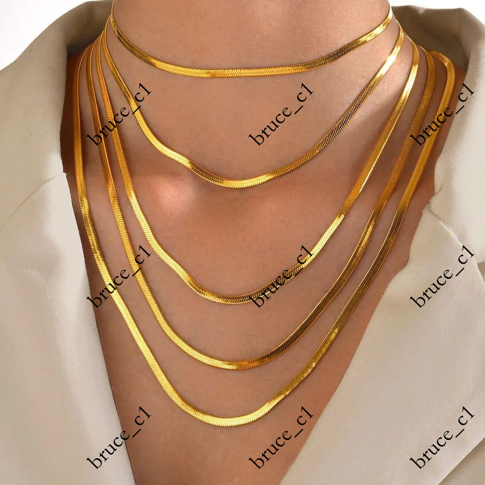 Kendall Jenner Style Blade Necklace Plain No Pendant Snake Bone Chain Stainless Steel Simple Fashion Accessories In Stock