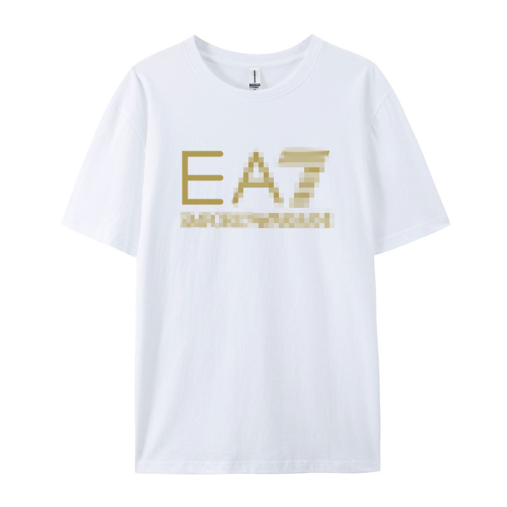 Luxury Designer Summer Mens Crew Neck TShirts Cotton Casual Clothing Breathable Shirts Printed EA7 Trendy Short Sleeve Sweatshirt Men Womens Casual
