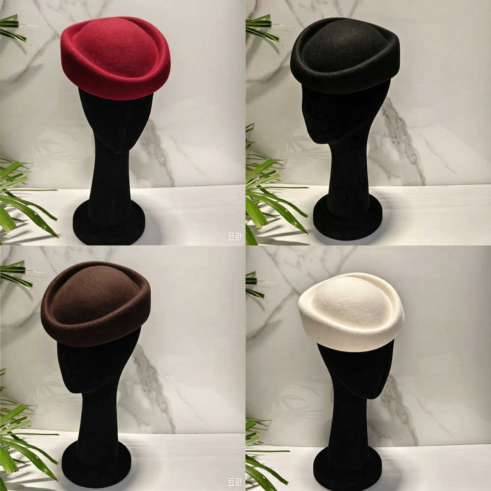 Rolled Wool Berets Brim 100% Pillbox Hat for Women's Vintage Elegant Fedoras Dress Berets Headwear Wedding Cocktail Party Medicine Hat J260919