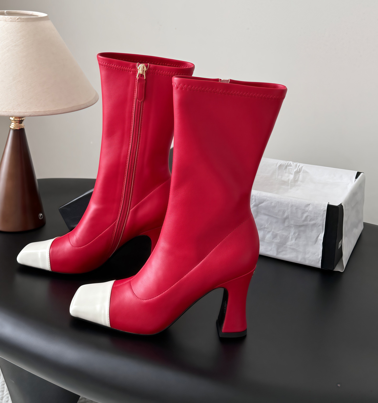 Designer heels boots 26c Luxury C Women High quality leather Knight Half Booties Autumn Winter Stylish Soft Sheepskin Cowhide CC BNM5