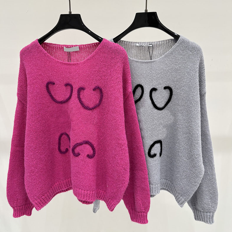 Y2K Style Women Embroidery Sweater Designer Crew Neck Bell Sleeve Loose Skin Friendly Top Autumn Party Vacation Knit Pullover