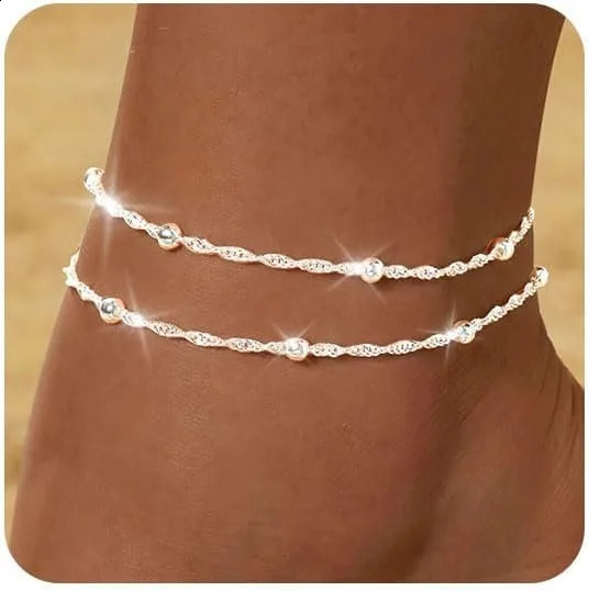 Gold Silver Plated Ankle Bracelets for Women Anklets Dainty Layered Anklet Summer Beach Foot Chain Jewelry Gifts 260920