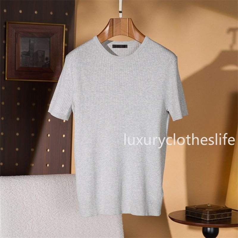 Designer T Shirts Men Spring and Summer Old Money Classic Fashion Striped Round Neck Casual Knitting Short-sleeved T-shirts Tops L1289