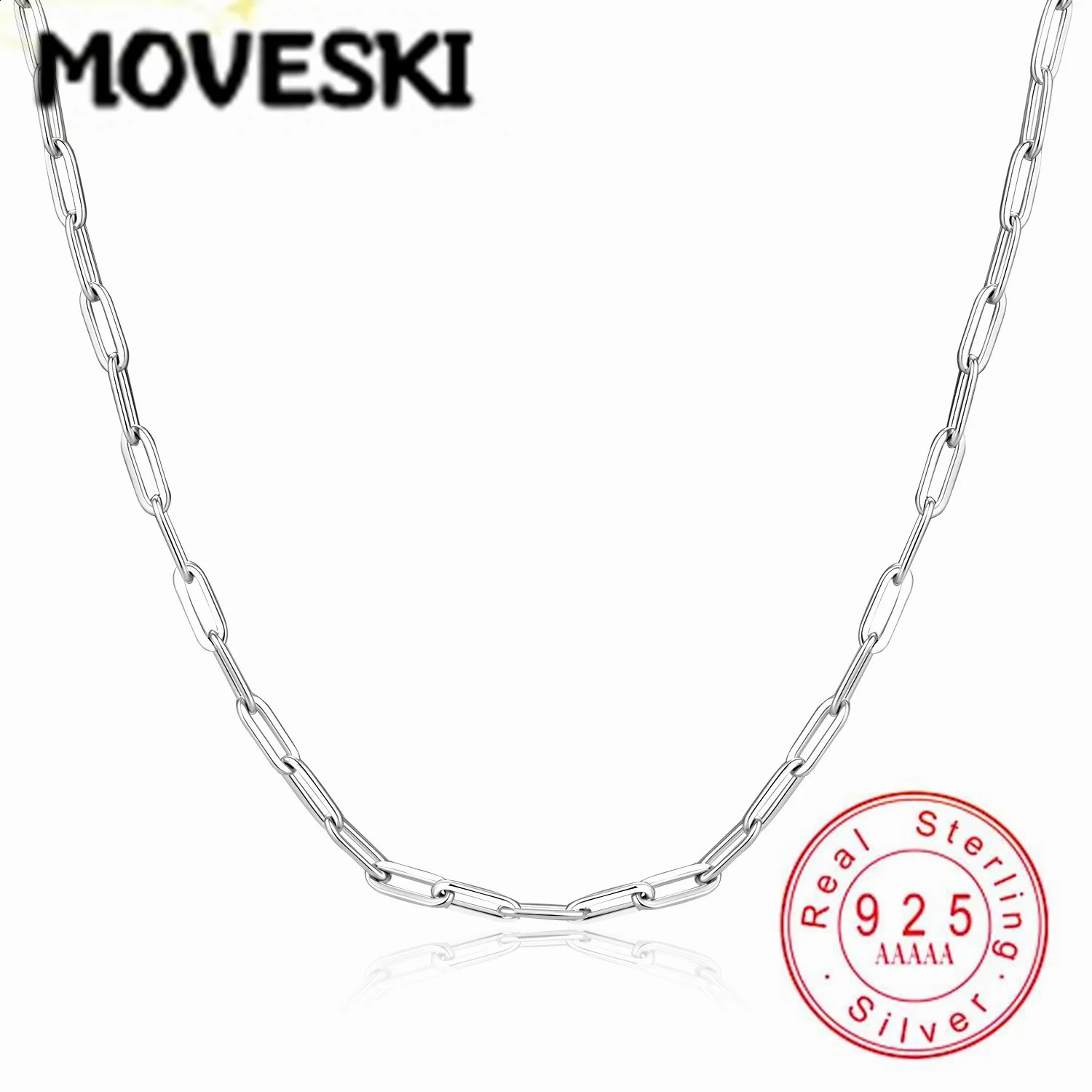 925 Sterling Silver Paperclip Chain Necklace Classic Adjustable Blank DIY Pendant Base Fine Jewelry For Women Men Gift 260920
