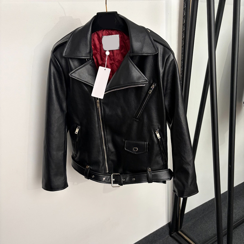 Women Black Faux Leather Moto Jackets Lapel Collar Back Letter Cropped Jackets Street Zipper Pockets Punk Jacket for Women