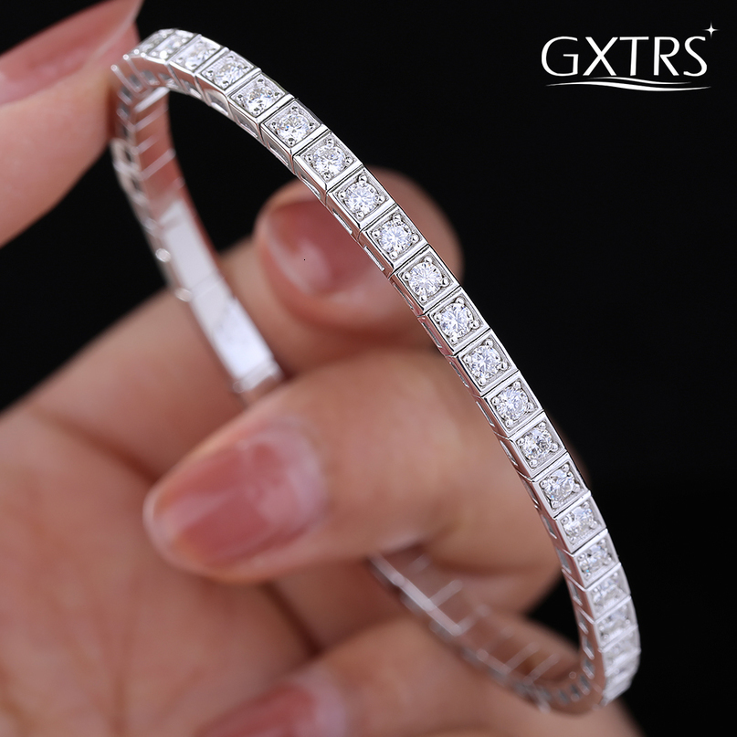 GXTRS 25mm Full S925 Silver Bangles For Women Men Sparkling Lab Diamond Bracelets Party Gifts Fine Jewelry Certified 260918