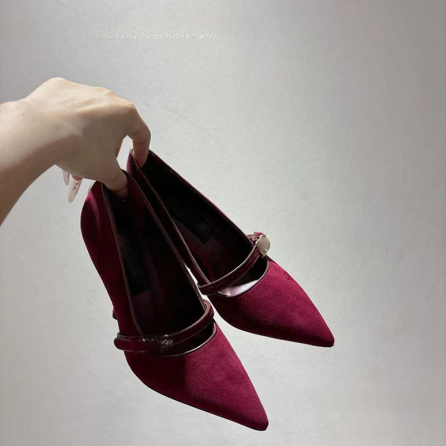 D designer shoes new sexy versatile women s shoes with buckle pointed high heels size trendy women s shoes suede high heels