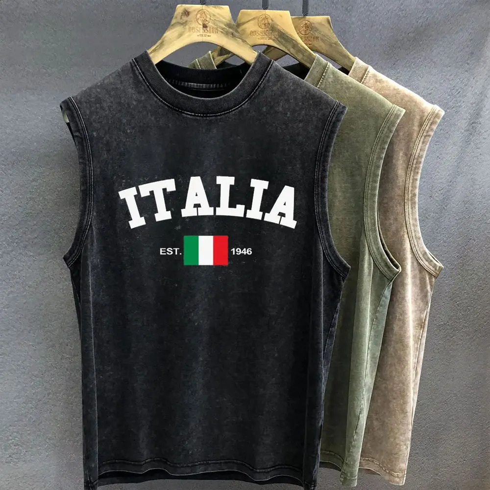 Oversized T Shirt for Men Vintage Wash Brazilian Graphic Print Tank Top Sleeveless Vest Woman Gym Y2k Clothes Streetwear Summer 260920