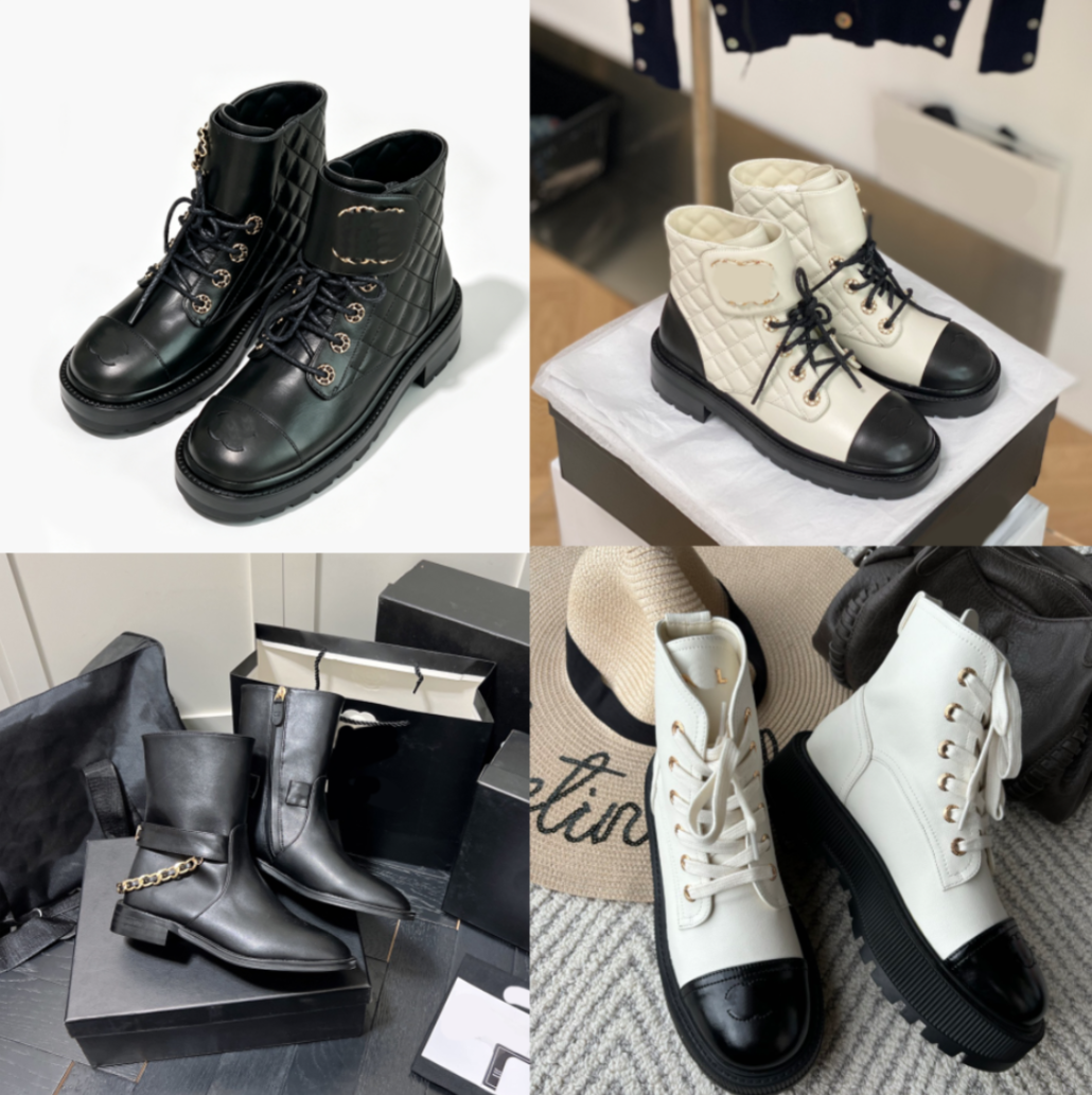 Chan Paris designer fashionable luxury womens short boots High-quality genuine leather boots Classic C-letter stitching