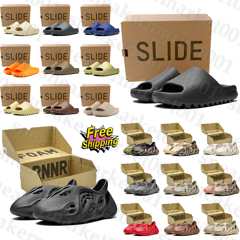 Free Shipping With Box Designer foam runners foamrunners sandals women slides clogs heels slippers sliders claquette shoes for mens d h gate womens