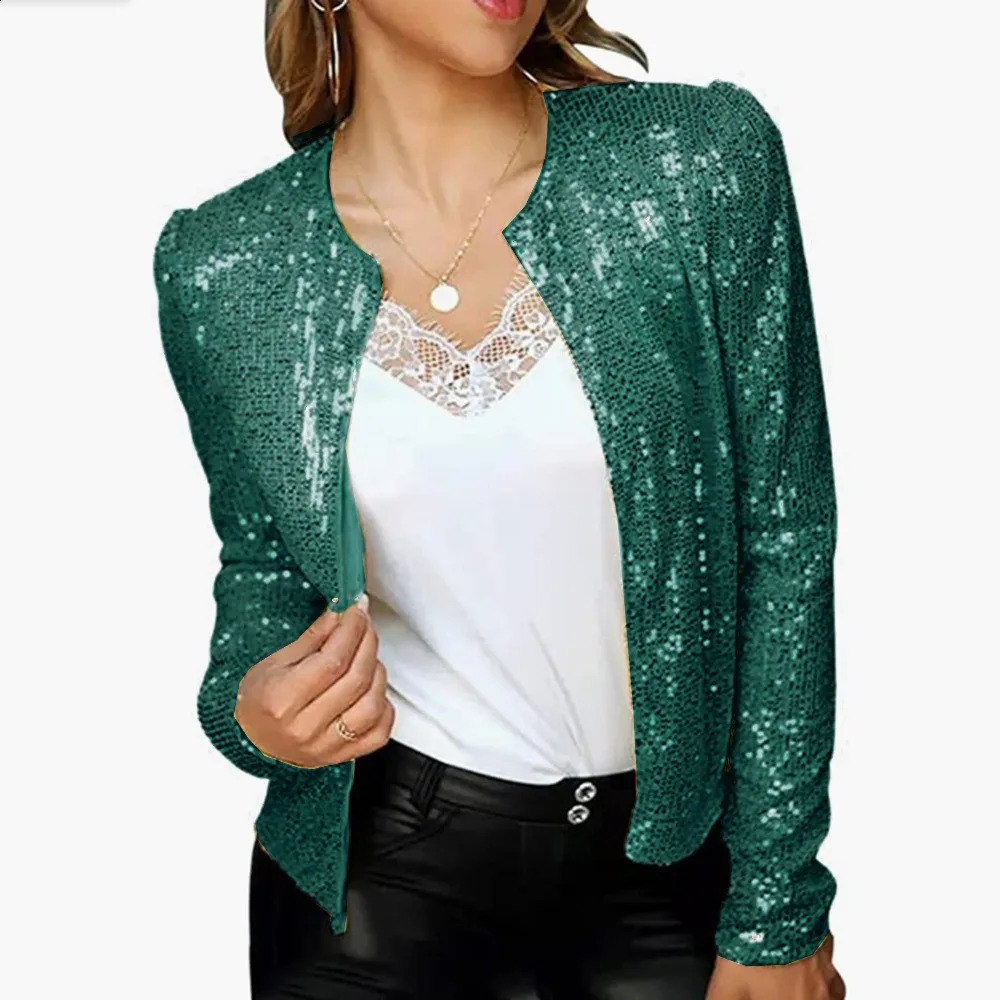 Womens Sequin Jackets Glitter Long Sleeve Short Coats Fashion Elegant Sexy Party Club Ladies Open Front Cardigan Outwear 260920