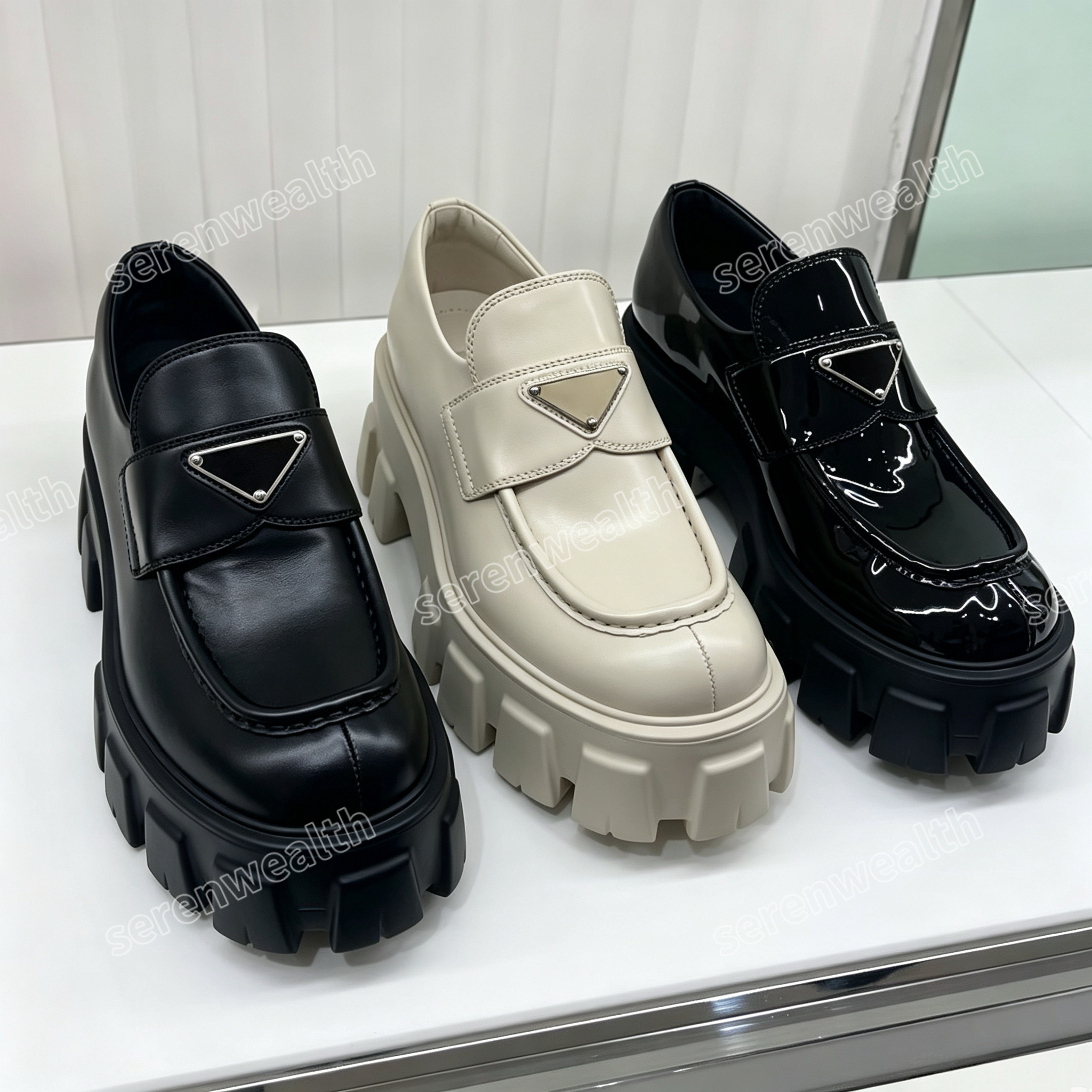 Designer Loafers Platform Dress Shoes Luxury Womens Monolith Ladies Moccasins Chunky Sole Black Loafer Rushed Slipper Pumps Patent Matte Trainers Si
