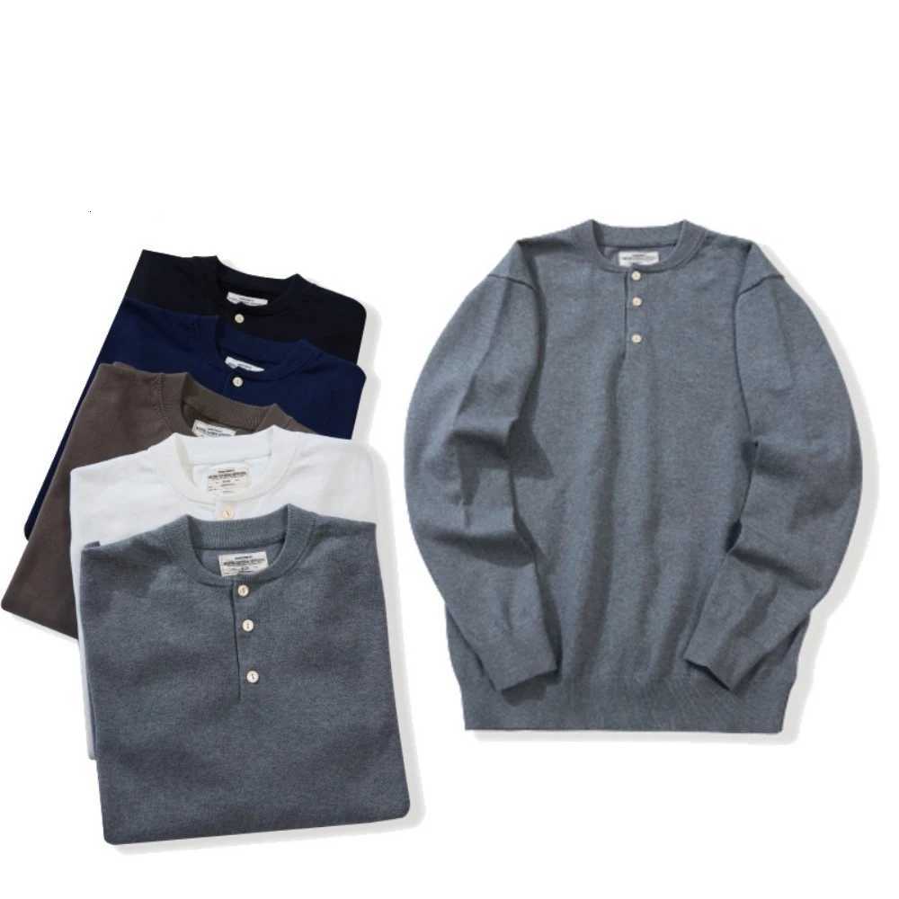 Men's Sweaters 100% cotton solid color pullover long-sleeved sweater Henry collar long-sleeved T-shirt X260919