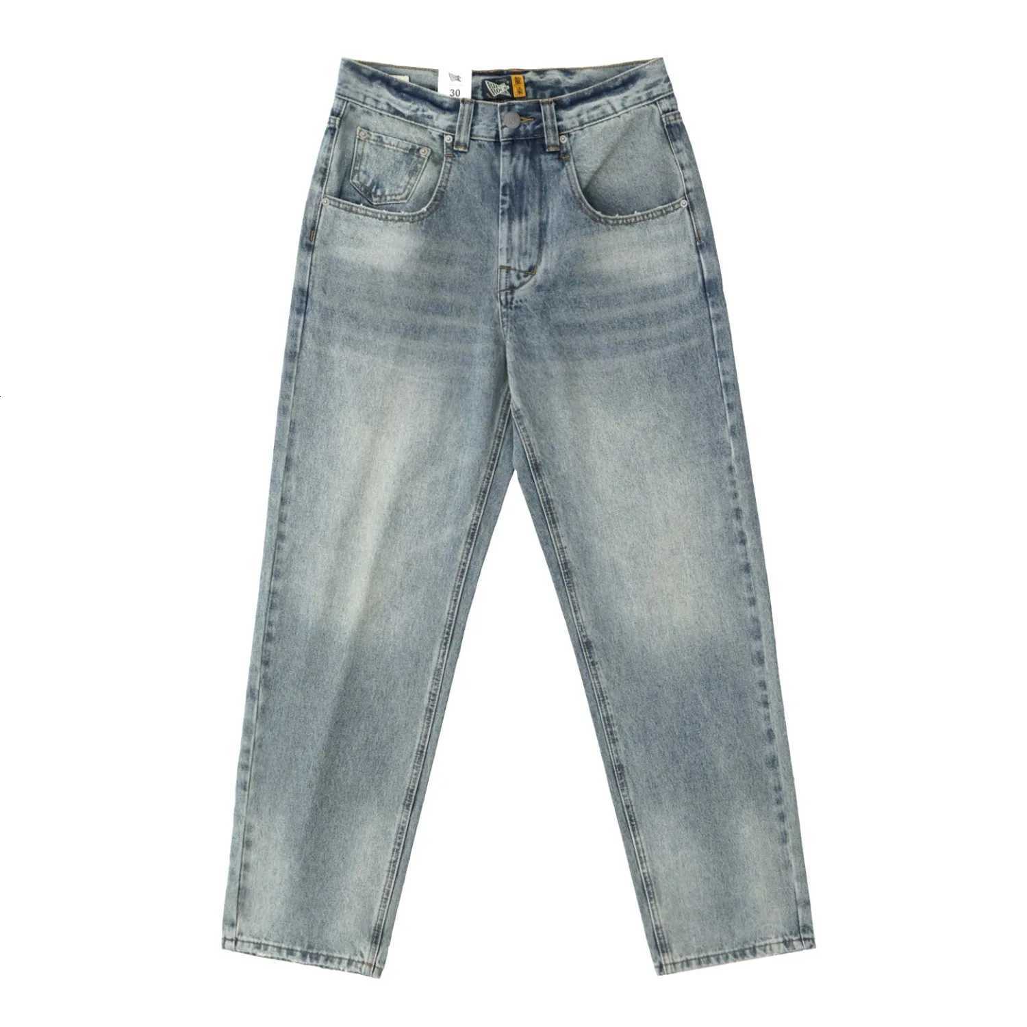 Men's Jeans Washed wide-leg straight jeans for men American retro distressed white loose casual long pants X260919