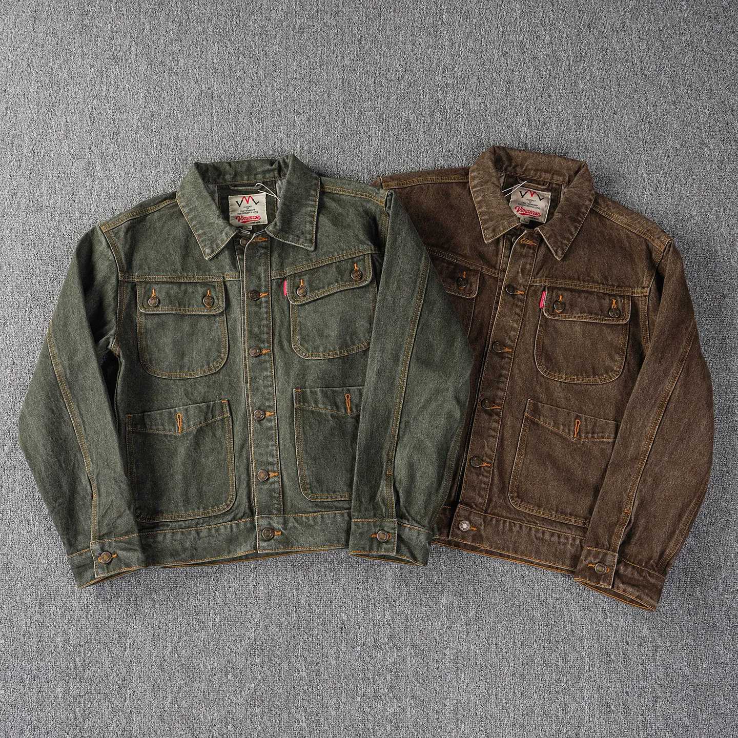 Men's Jackets Heavyweight autumn and winter thick washed distressed American retro workwear denim jacket men's multi-pocket trendy jacket