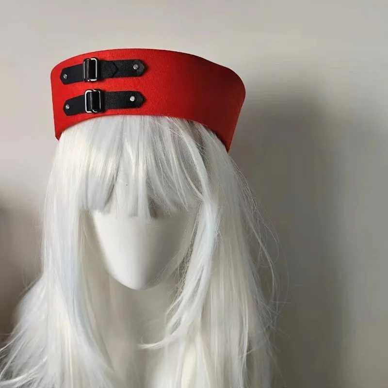 Buckle Black Leather Berets Festival Sailor Hat PU Chain Sweet Captain Hat Versatile Y2K Vintage Beret Seaside Photos N260919
