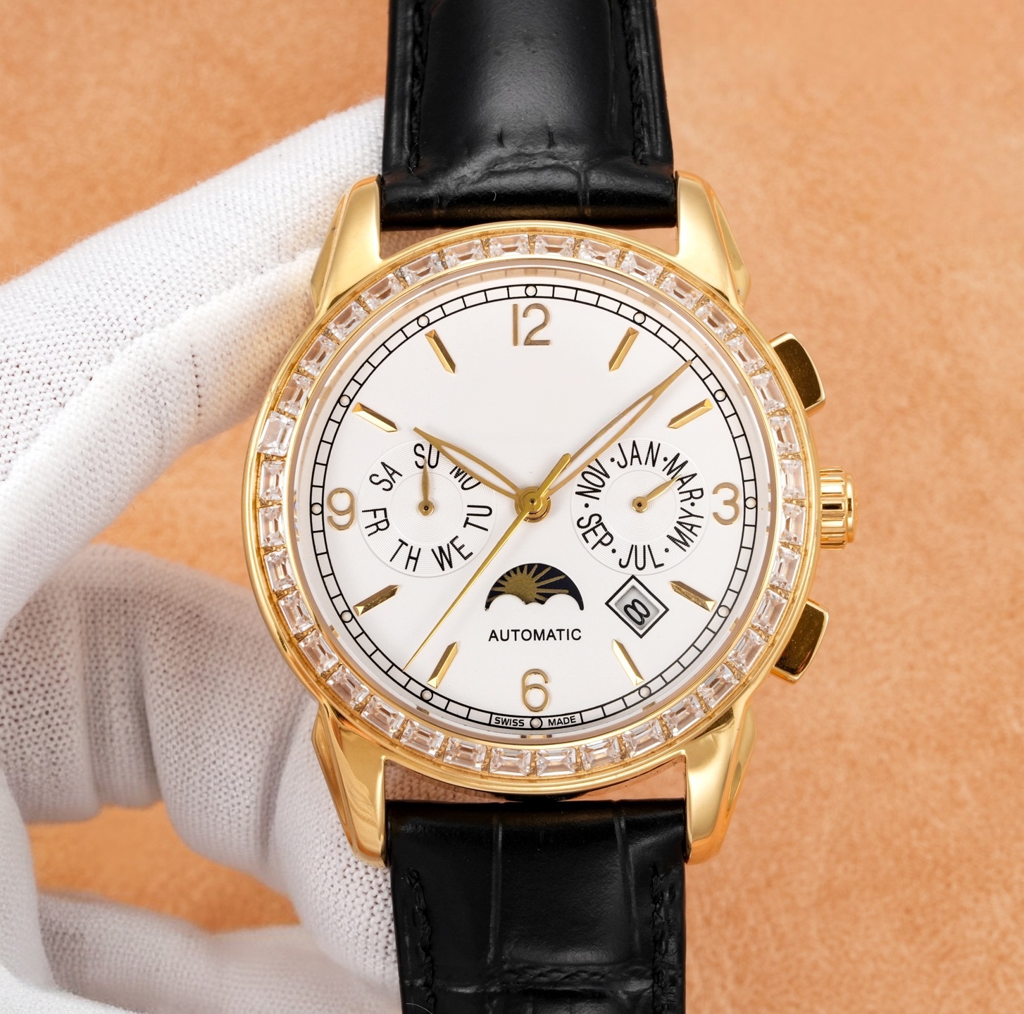 Complications 5271J-001 Luxury Mens Watch Moon Phase Diamond 41mm Luminous Waterproof Swiss 9100 Automatic Mechanical Designer Collectible Timepiece