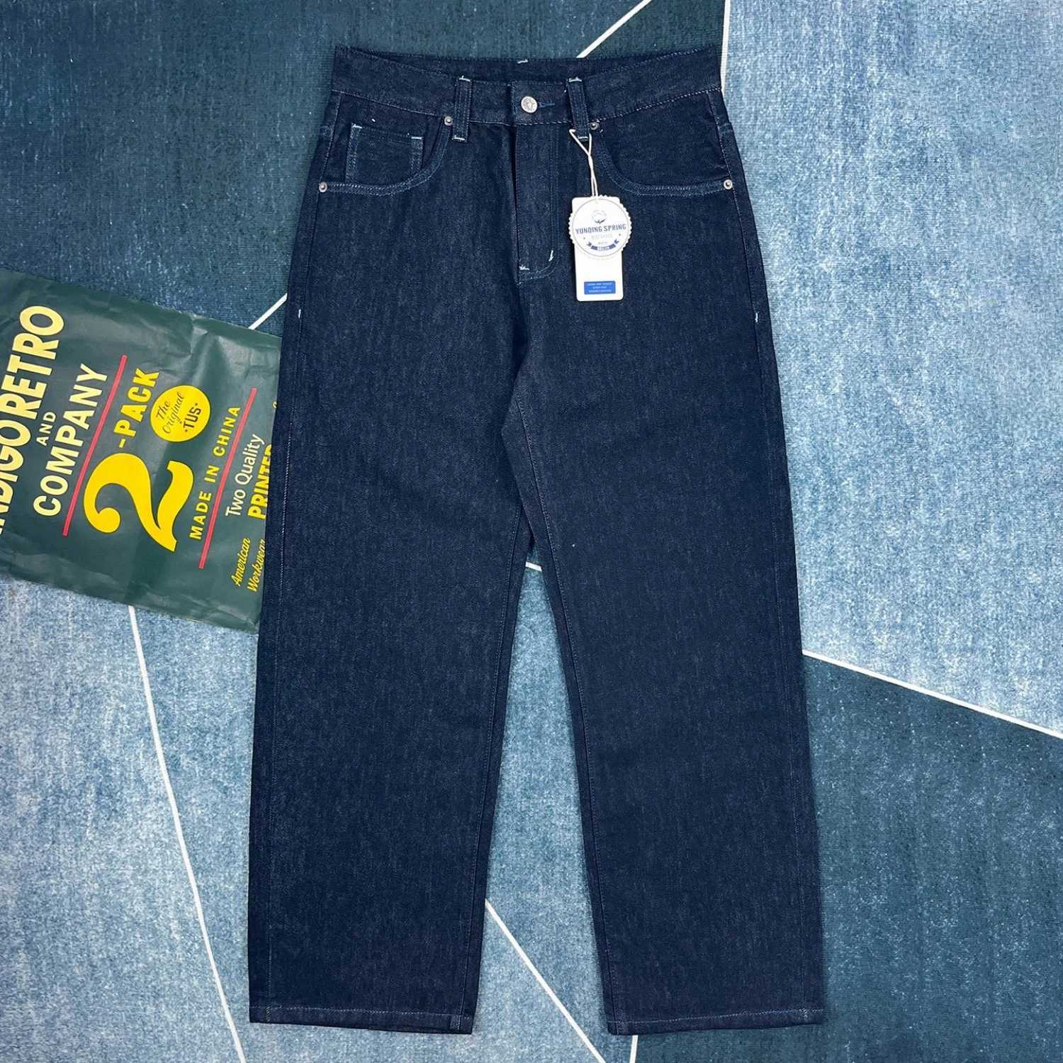 Jeans da uomo Jeans dritti larghi retrò americani Pantaloni lavati e deamidati in colore originale da uomo Casual Semplice e versatile X260919