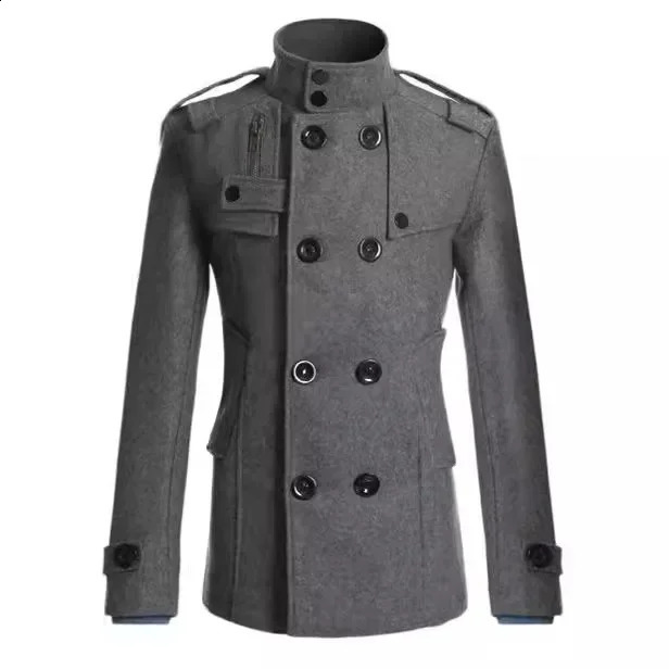Men's Woolen Overcoat for Autumn and Winter. Korean Style Men's Clothing Fashionable Slim-fit Double-breasted Mid-to-long Coat. 260920