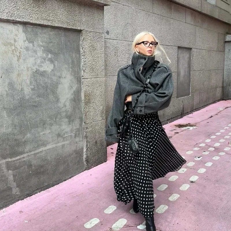 Fashion Casual Solid Loose Jacket Full Sleeve Single Breasted Stand Collar Short Coats 2025 Autumn Lady Outwears 260916