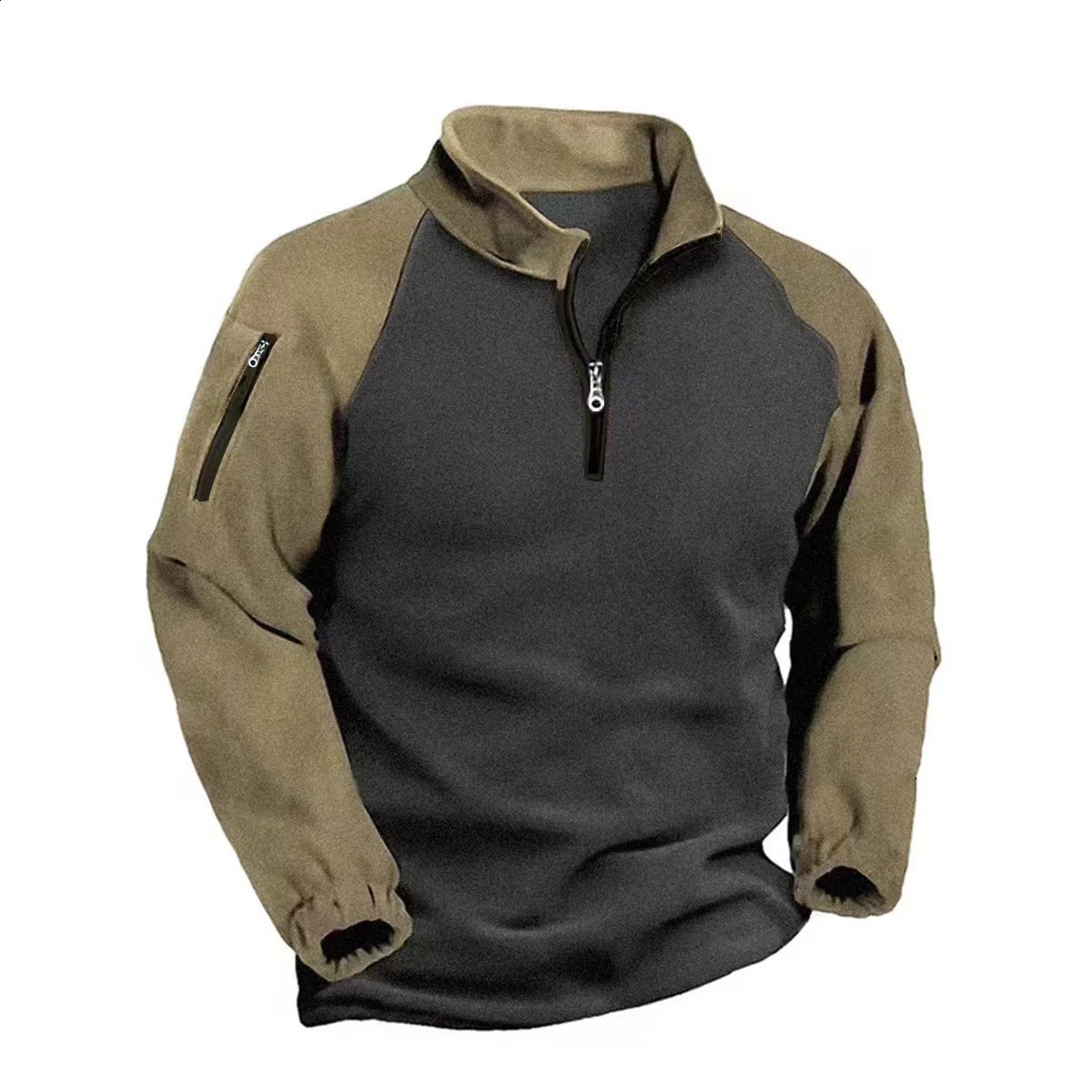 Autumn Winter Men's Fleece Hoodies Half Zipper Patchwork Pullover Coats Men Fashion Outdoor Warm Sweatshirts Male Casual Hoodies 260920