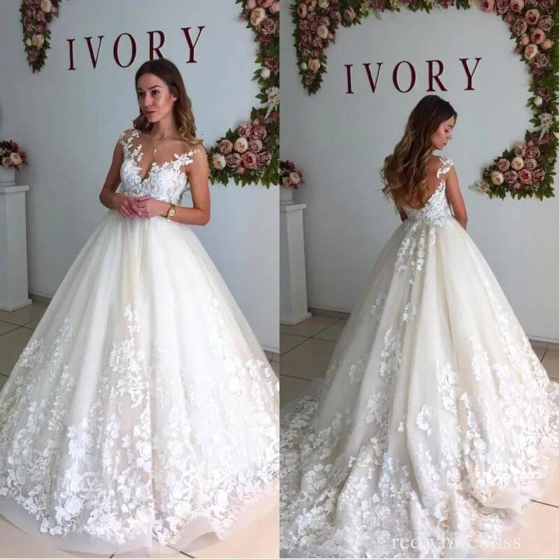 Lace Cap Sleeves Maternity Wedding Sheer Neck A Line Pregnant Backless Beach Court Train Plus Size Bridal Gowns