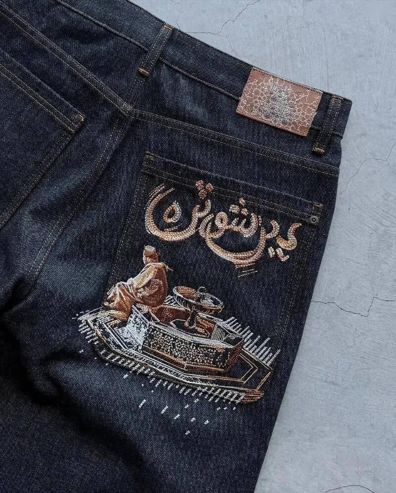 2026 hi Men's Shorts Aziza Black Loose Pattern Pocket Denim Mens Womens Hip Hop Retro Punk Jeans Short Street Knee Lenght Jorts