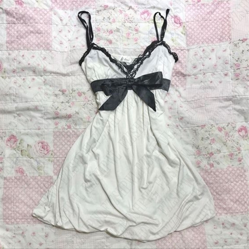 Solid color lace dress with bow decoration sweet casual Y2K top sexy street rock aesthetic retro punk Harajuku hop womens dress 260918