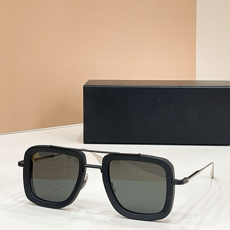 Mens Rectangular Sunglasses Classic Designer Style DTS465 Thick Frame Black Metal Sheet Composite Frame Leg End Silver Fine Metal Daily Comes with P