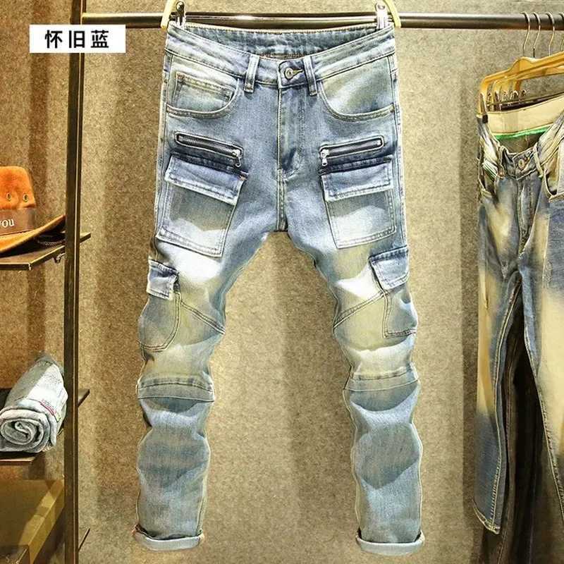 Men's Jeans Spring and Autumn New Trend Retro Straight Leg Multi-Pocket Denim Pants Men's Loose Comfortable Breathable High-Quality Jeans