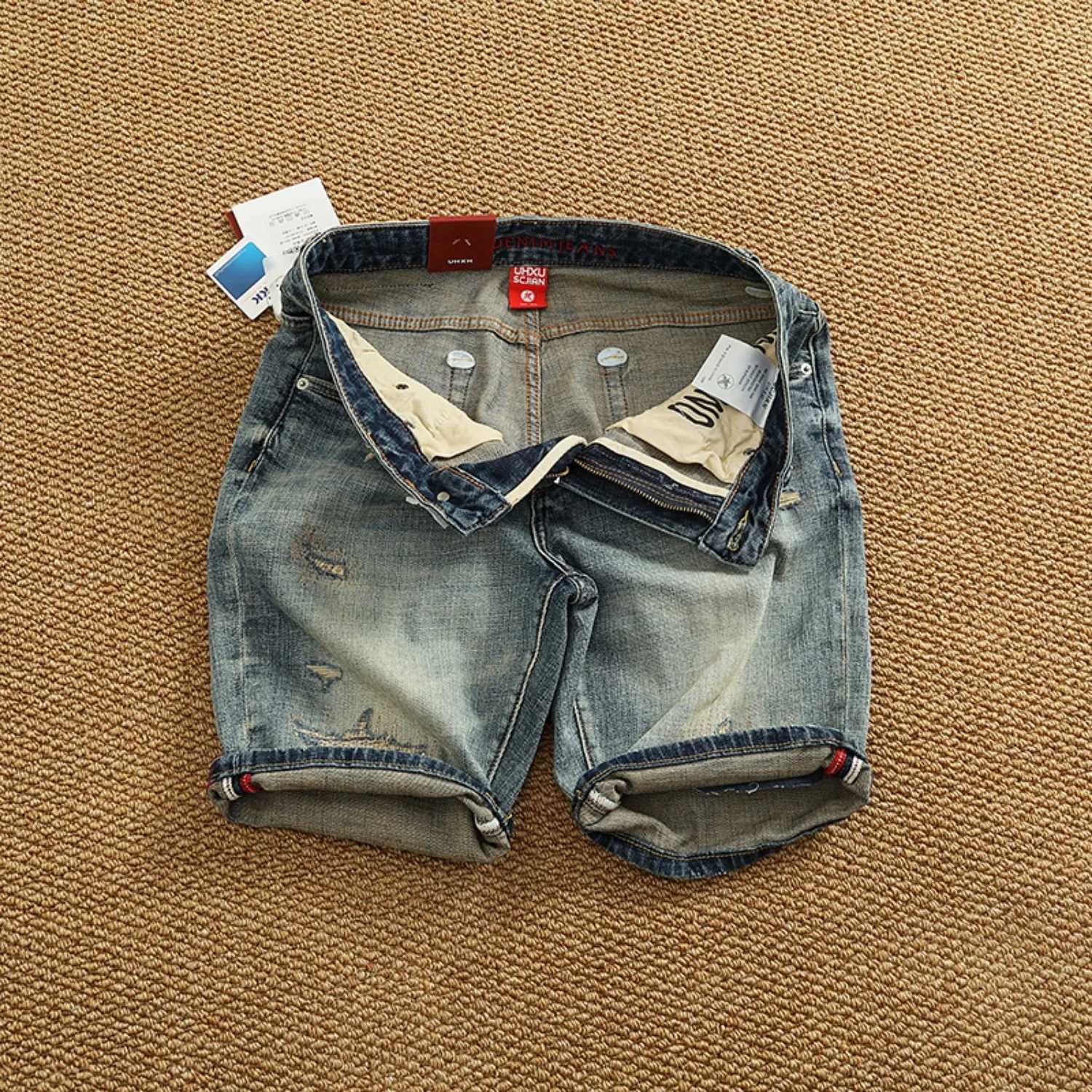 Men's Jeans Summer nostalgia washed denim pants men's new cotton elastic denim casual brand straight leg shorts X260919
