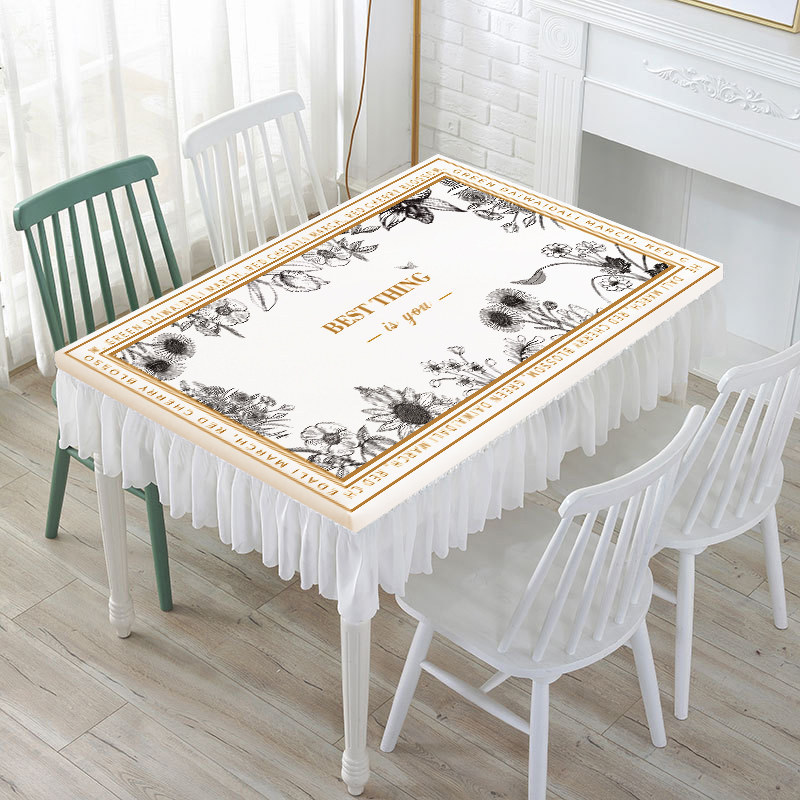YL-39220 Custom Cream Style Tablecloth Rectangular Oil Proof Waterproof and Maintenance Free Wipe Clean Minimalist New Design