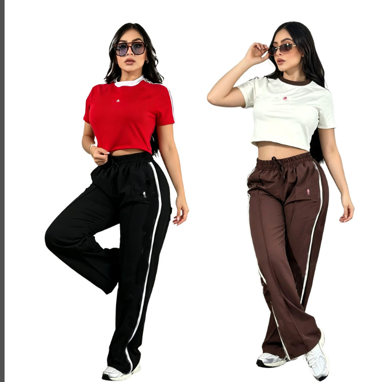 Casual Tracksuits Summer Sets For Womens 2 Pieces Round Neck Short Sleeve And Wide Leg Pant suits New Women Outfit Tracksuit