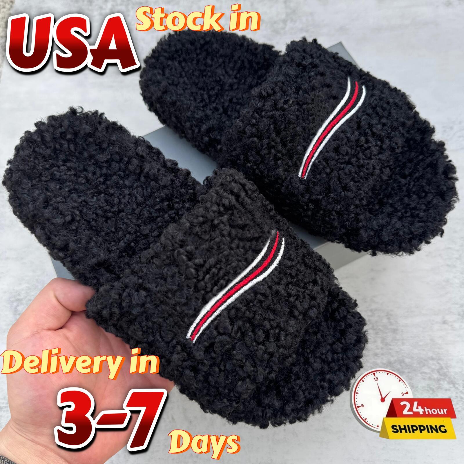 Pantoufle de mode Paris Designer Fluffy Peluche Lettres chaudes Pantoufles Dames Laine Hiver Fourrure Diapositives Sandales pour hommes Femmes Ch