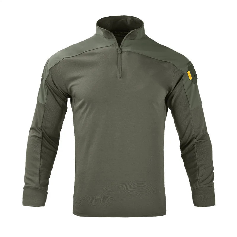Men's Tactical Long Sleeve Shirt 1/4 Zip Military Combat Top Breathable Quick Dry Outdoor Hiking Hunting Work Shirt 260920