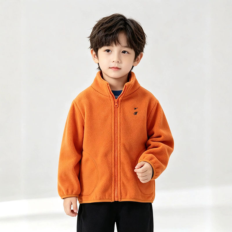 Winter New Stock Kids Warm Stand Collar Fleece Coat Baby Boys Girls Polar Fleece Cardigan Jacket Coat Kangaroo Pockets Unisex Toddler Outerwear Suit