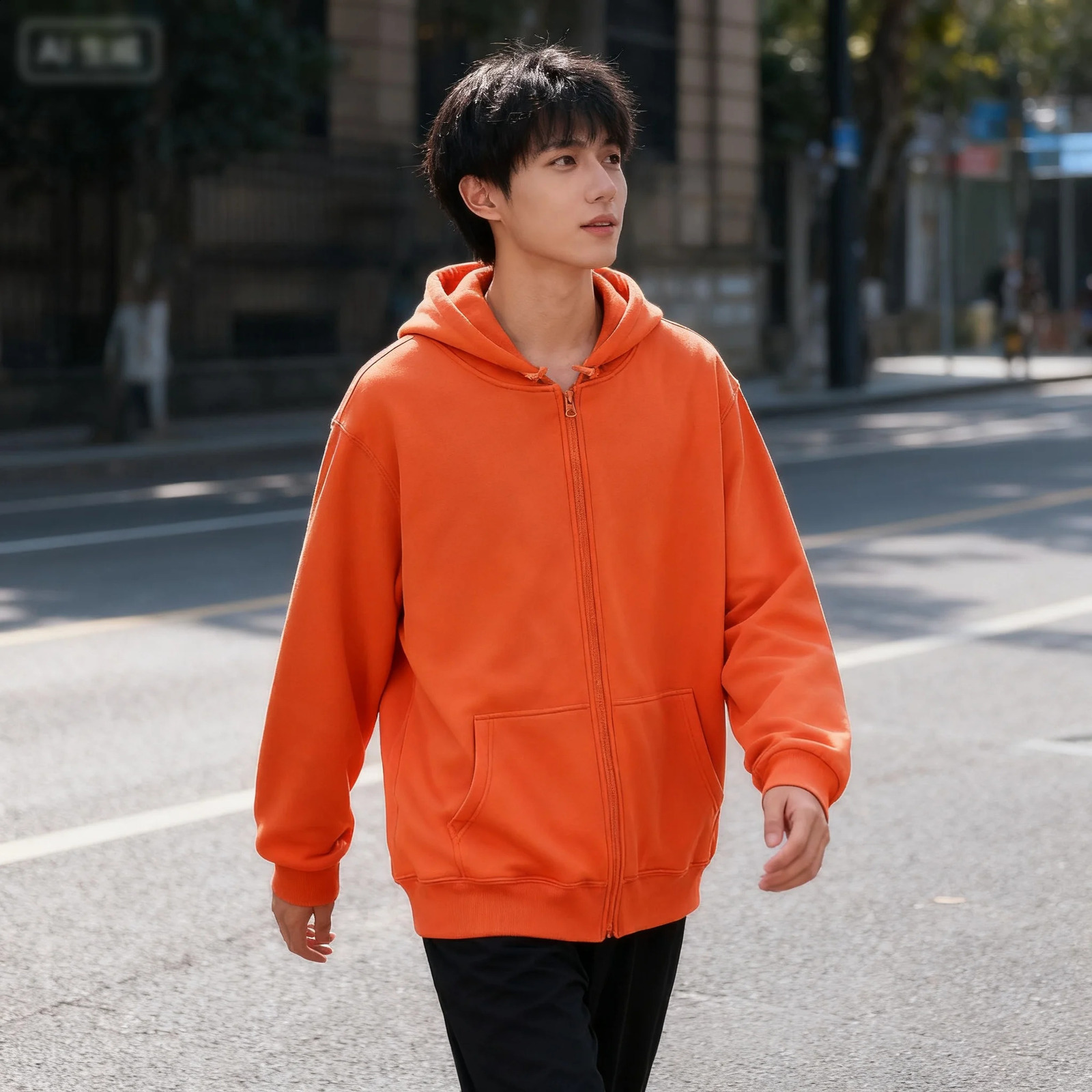 High Street Hoodie Men Solid Color Zip Up Long Sleeve Loose Jacket Coats Casual Hooded Sweatshirt Y2K Fashion Outdoor Clothes 260920