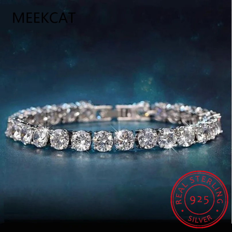 4mm Tennis Bracelets for Women 100% 925 Sterling Silver Gemstone Bangle Wedding Sparkles Lab Diamond Bracelet 260918