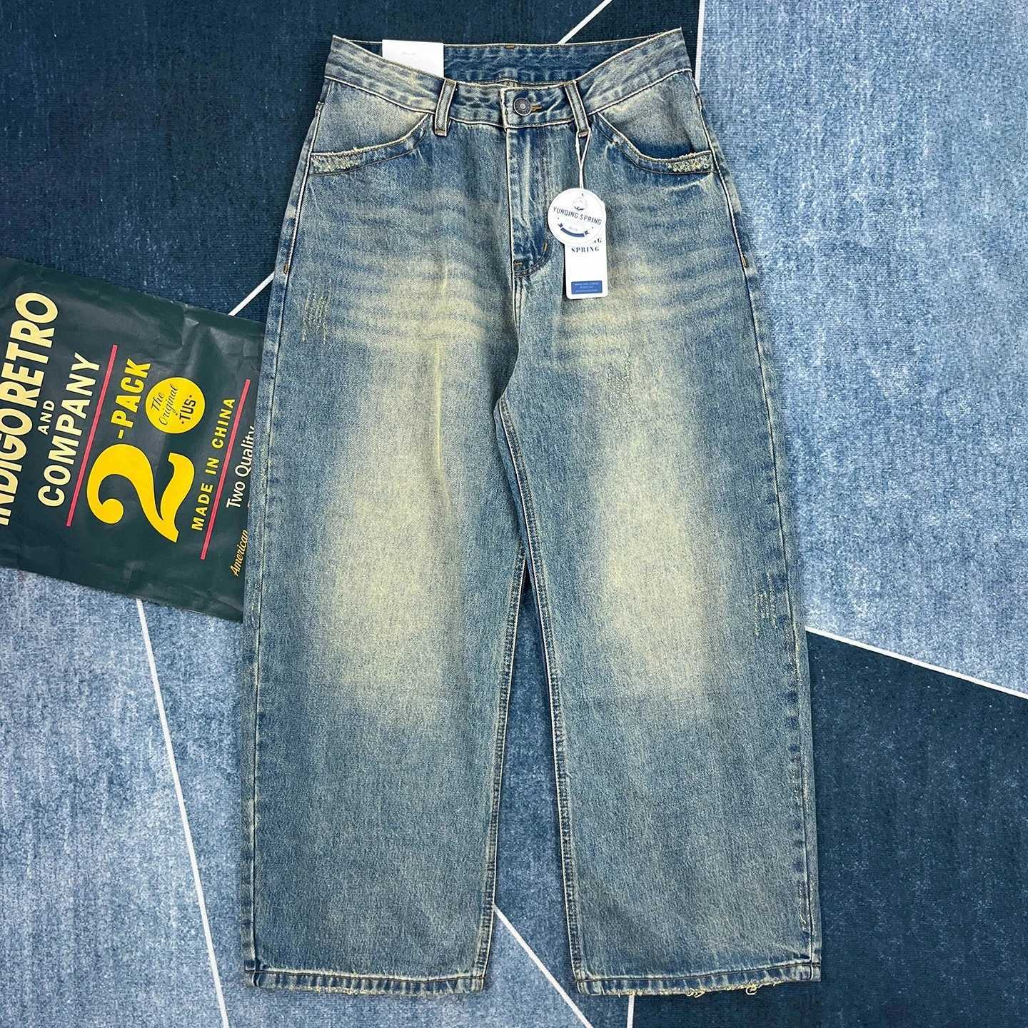 Men's Jeans American retro washed jeans for men loose straight wide-leg trousers versatile casual autumn Japanese silhouette trend X260919