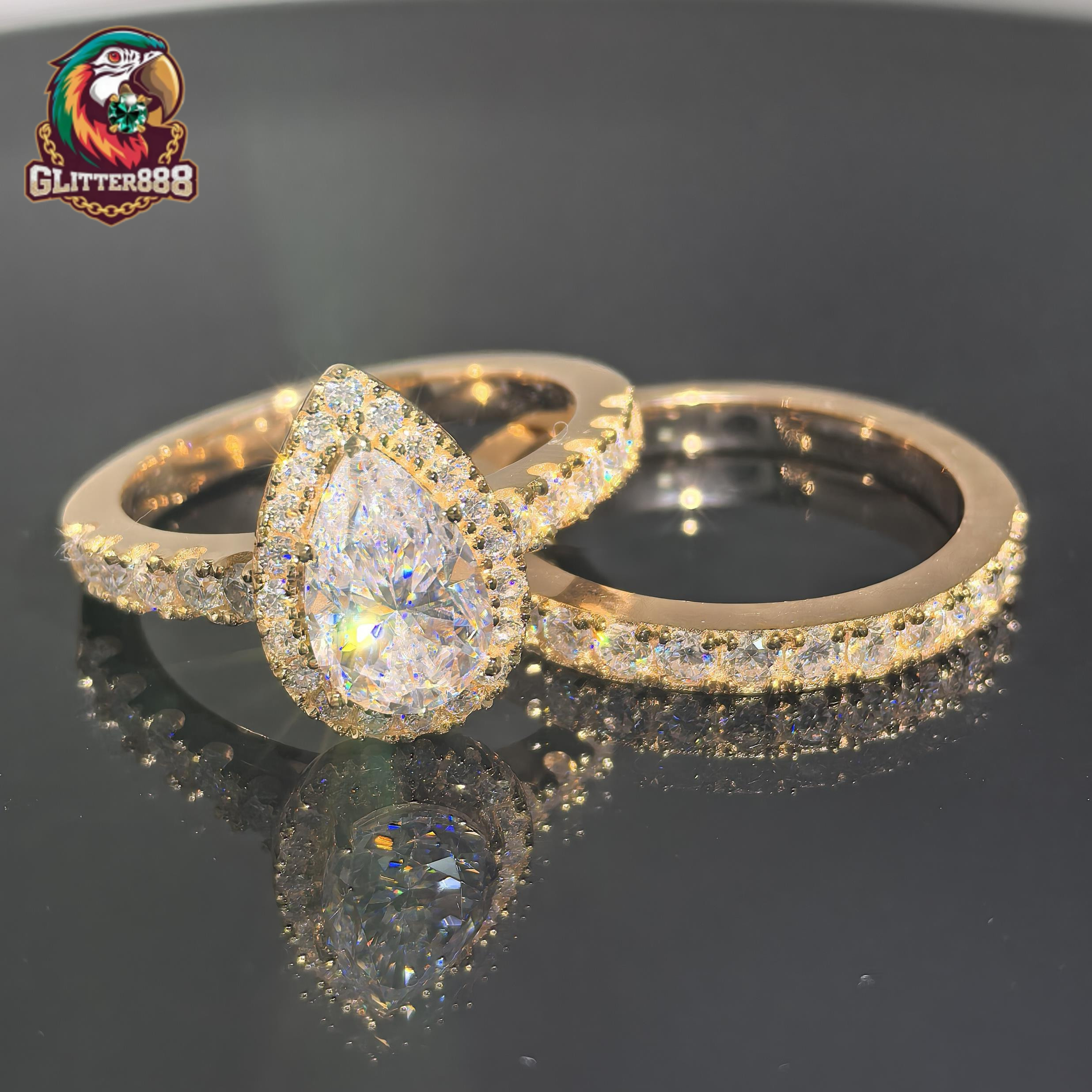 Wholesale Pear Moissanite Set Rings Design Jewelry 925 Sterling Silver Gra Certified VVS Women Wedding Moissanite Ring