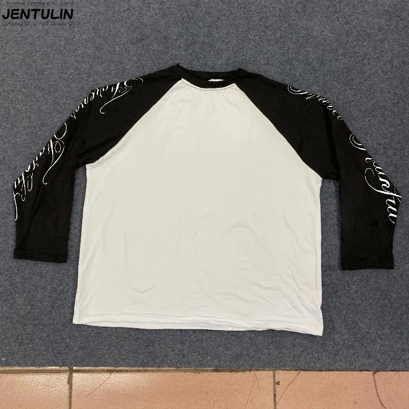 Heavy Y2K Mens Womens 100% Cotton Round Long Sleeve Tshirt Basic TShirt White Tshirt Cotton Tee Letter Long Sleeve Tshirt 260920
