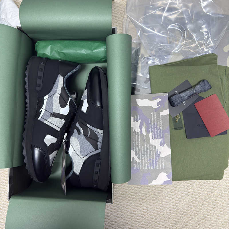 Chaussures décontractées Camouflage baskets pour hommes haut Rivet semelle épaisse en cuir véritable décontracté à lacets couleur bloquant 2027 c