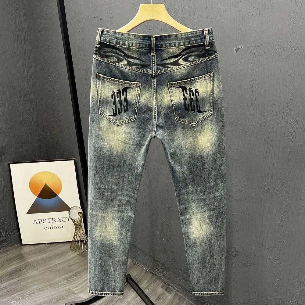 Men's Jeans Autumn and Spring New Fashion Solid Color American Vintage Straight Leg Denim Pants Men's Casual Sports High Quality Pants X26