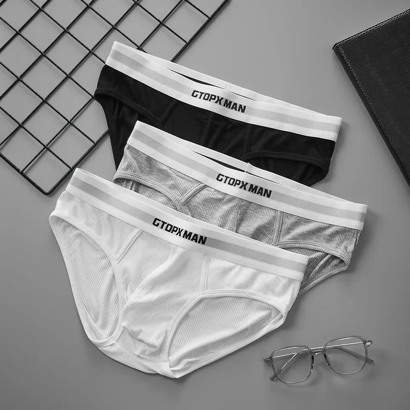 3Pack Summer Single Layer Mens Underwear Low Rise Briefs for Men Elastic Comfort Fit Underpanties Ropa Interior Hombre 260920