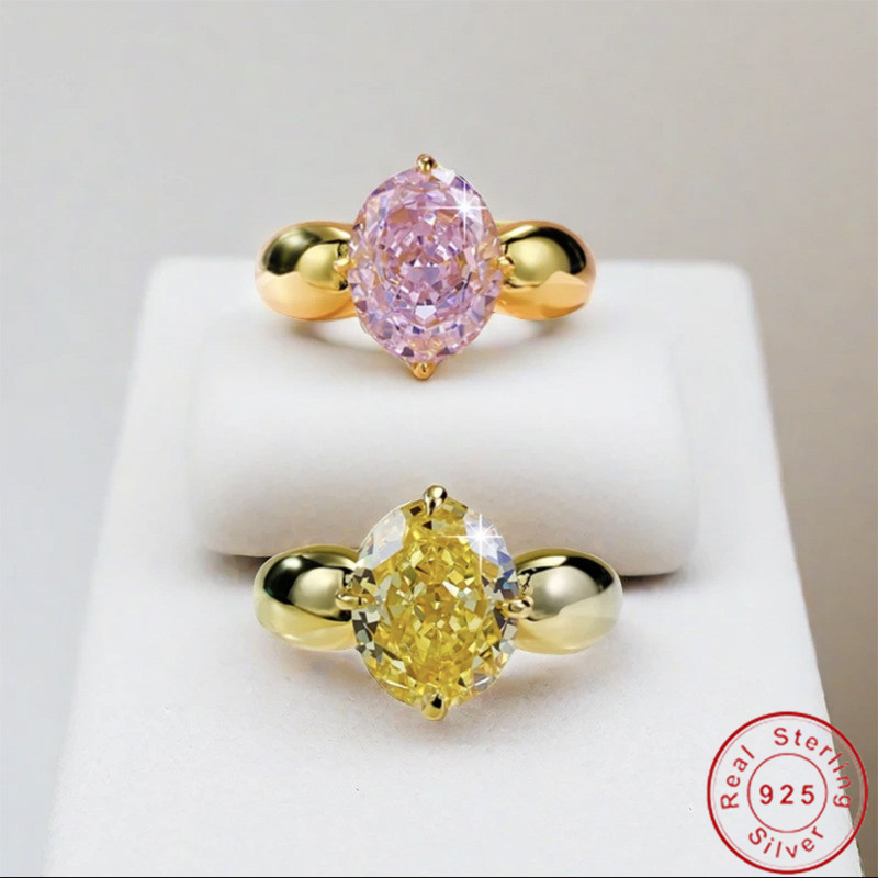 Choucong Sparkling Wedding Rings Luxury Jewelry Solitaire Genuine 100% 925 Sterling Silver Oval Cut High Carbon Diamond Party Eternity Women Bridal