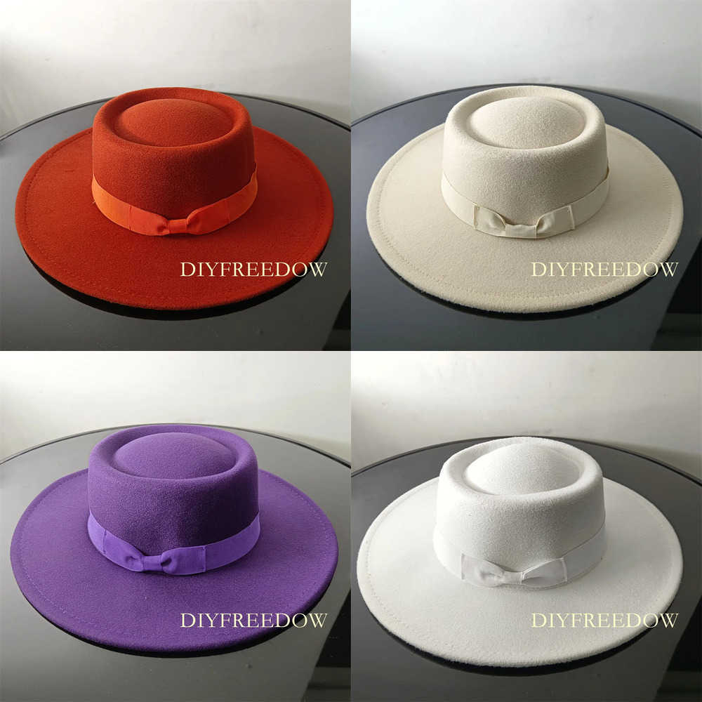 for Berets Fedora Women Hat Men Flat Top Concave Design Autumn Winter Bow Tie Jazz Hat Colorful Unisex Fedora Wide Brim Hat Panama 2022 J260919