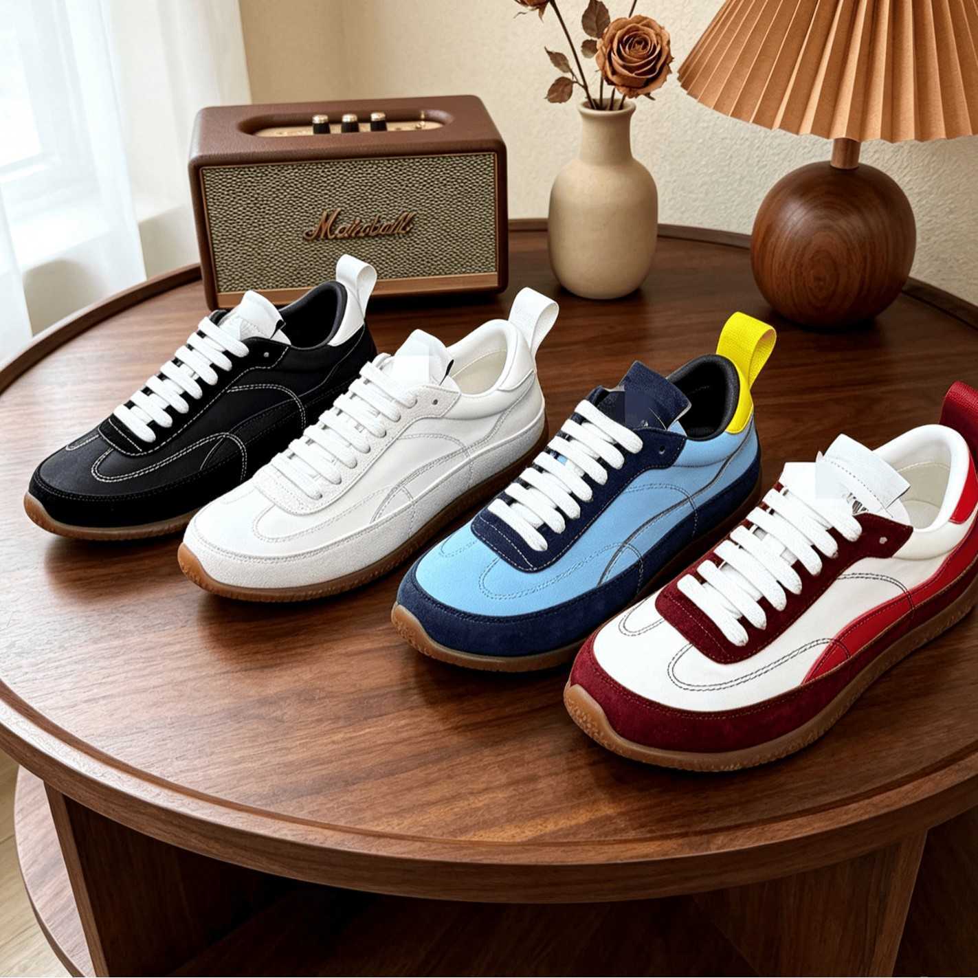 Casual Shoes 2026 nouvelles chaussures d'entraînement allemandes en cuir véritable et paire polyvalente pour les couples avec un design color-blo